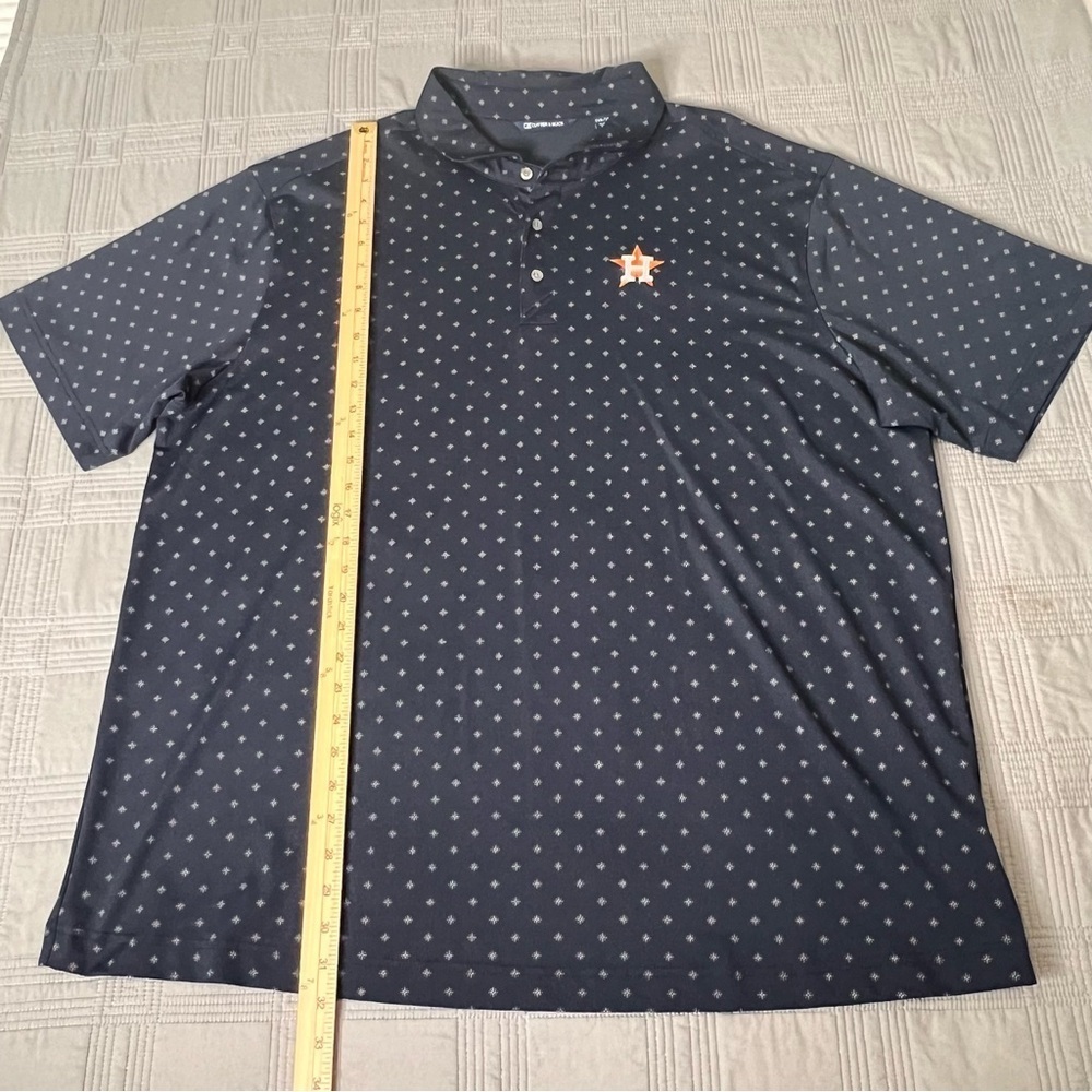 Houston Astros Polo Shirt Mens Size 2XB Cutter & Buck Blue Printed Baseball - Picture 7 of 13